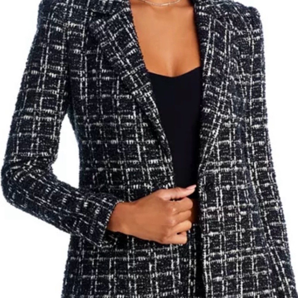 Alice + Olivia Black and White Tweed Blazer